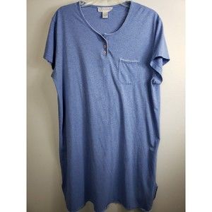 Carole Hochman Womens Sz Lg Blue  Sleep Shirt Nightgown